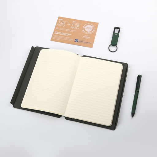 LENZEN - CHANGE ZERO Sustainable Gift Set with Refillable Notebook, Pen & USB Keychain - Green