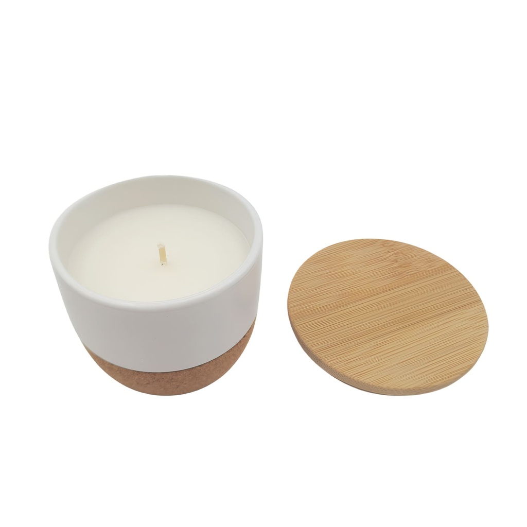 RAAHA - Arabic Oudh Scented Candle in Ceramic Holder with Bamboo Lid - White