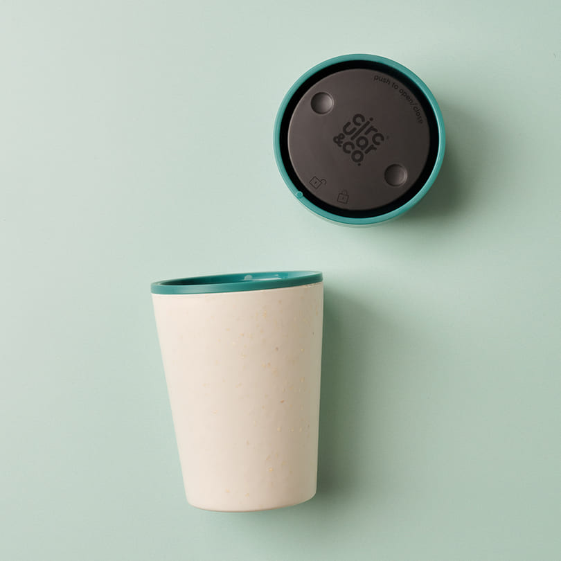 Circular Cup 8oz Chalk & Aquamarine Green