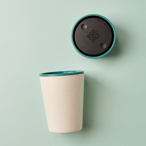 Circular Cup 8oz Chalk & Aquamarine Green