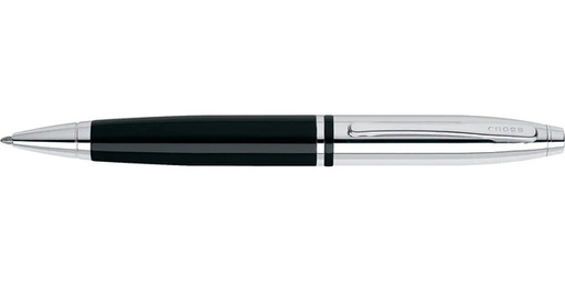 Cross Calais™ Chrome/Black Lacquer with Polished Chrome Appointments Ballpoint Pen with Blue Ink Refill