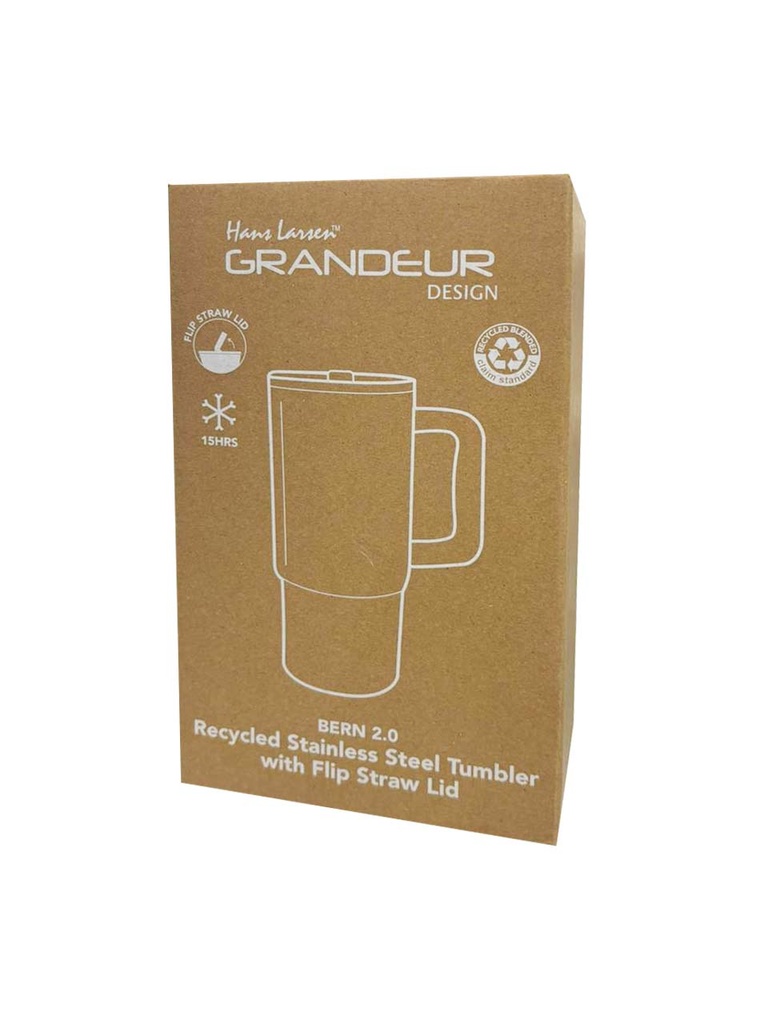 BERN 2.0 - Hans Larsen Recycled Stainless Steel Tumbler with Straw Lid - White