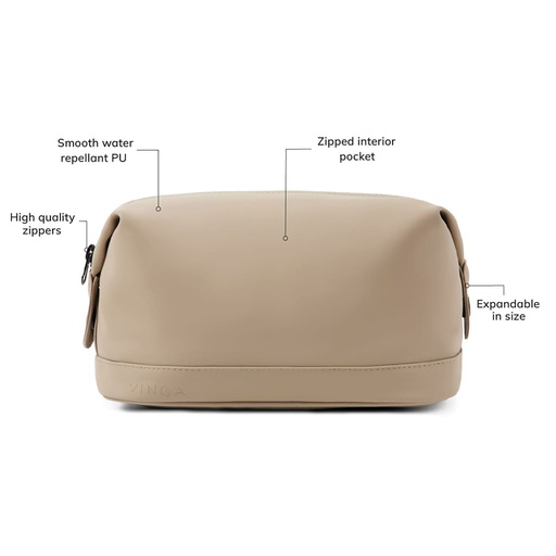 VINGA Baltimore Wash Bag - Beige