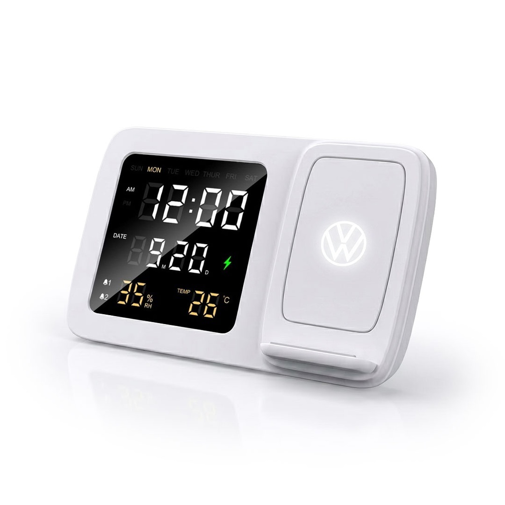 RISE - Giftology Digital Alarm Clock Wireless Charger - White