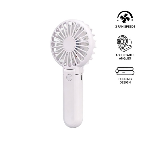 [WNFN 9231] ROTO - Rechargeable Handheld Fan with Foldable Desk Stand - White 